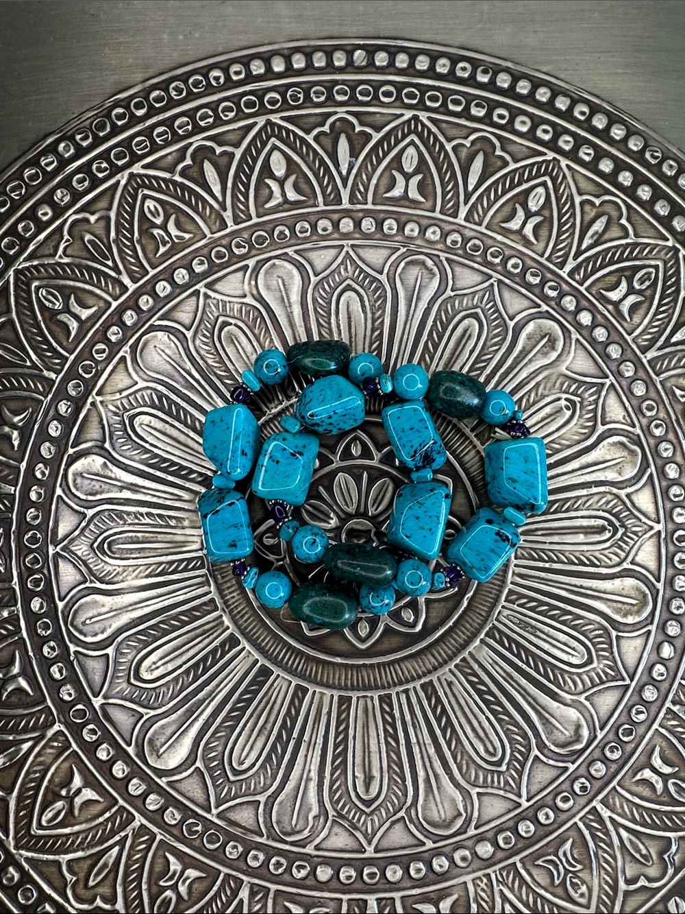 Handcrafted Turquoise Blue Beaded Bracelet Set - Women Jewelry